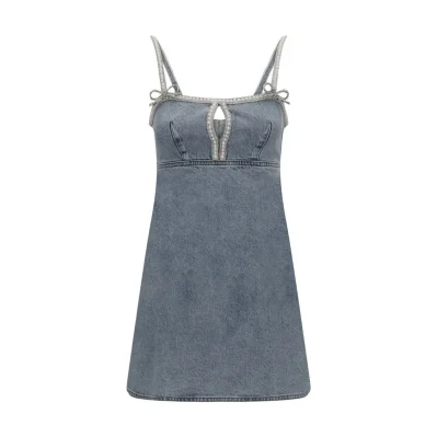 Denim mini Dress with pearls