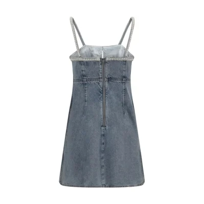 Denim mini Dress with pearls