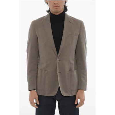 ID Herringbone Motif Unlined 2-Button Blazer