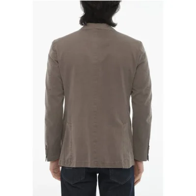 ID Herringbone Motif Unlined 2-Button Blazer