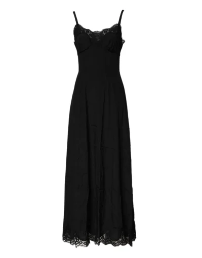 Black Floral Lace Lingerie Dress Sleepwear