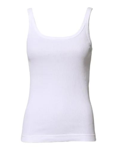 White Cotton Sleeveless Round Neck Tank Top
