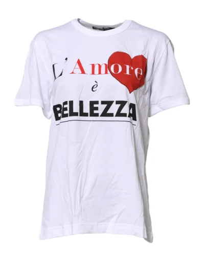 White Cotton Graphic Print Crew Neck T-shirt