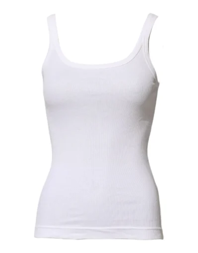 White Cotton Sleeveless Round Neck Tank Top