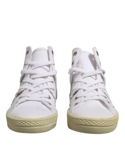 White Lace Up Mid Top Women Sneakers Shoes