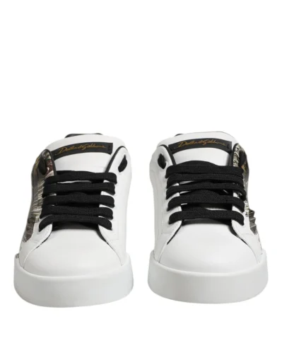 White Leather Heart Print Sneakers Shoes