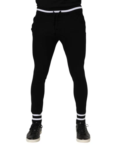 Black Wool Men Jogger Sweatpants Pants