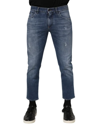 Blue Cotton Logo Plaque Denim Jeans