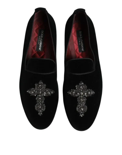 Black Velvet Crystal Crown Formal Dress Shoes