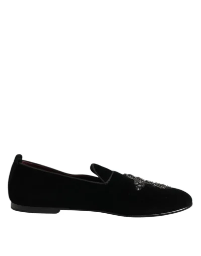 Black Velvet Crystal Crown Formal Dress Shoes