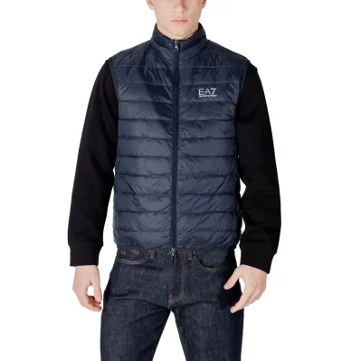 Blue Polyamide Sleveless Jacket