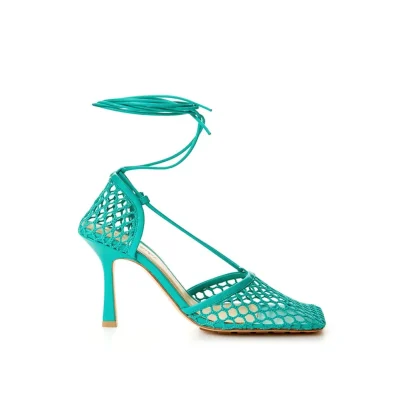 Green Fabric And Leather Sandal