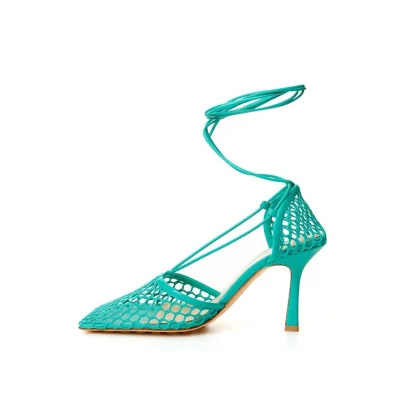 Green Fabric And Leather Sandal