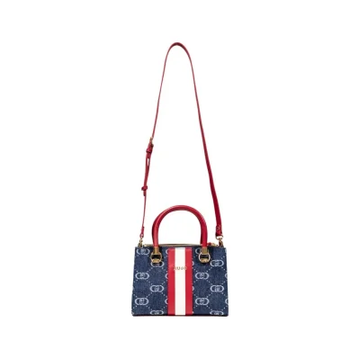 Blue Artificial Leather Handbag