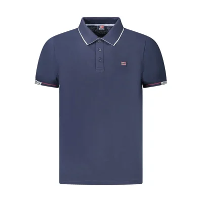 Blue Cotton Men Polo Shirt