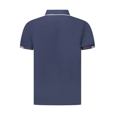 Blue Cotton Men Polo Shirt