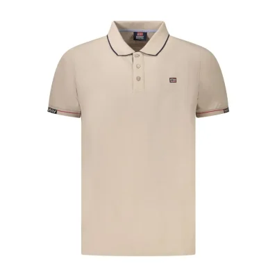 Beige Cotton Men Polo Shirt
