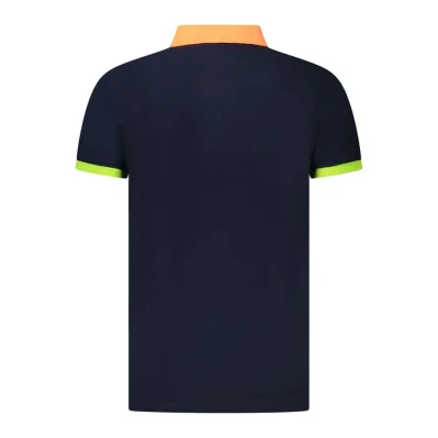 Blue Cotton Men Polo Shirt