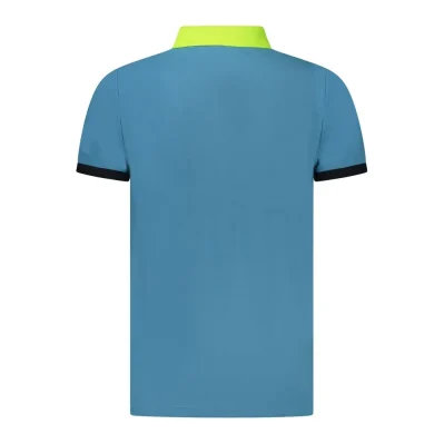 Blue Cotton Men Polo Shirt