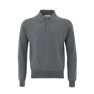 Gray Wool Polo Shirt