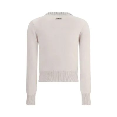 Rhinestone-decorated collar Sweater