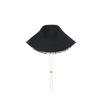 Check brim gabardine Bucket Hat