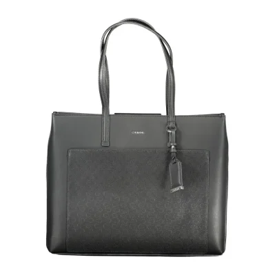 Black Polyester Women Handbag
