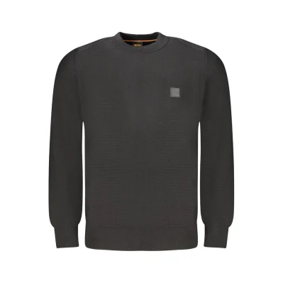 Black Cotton Men Sweater