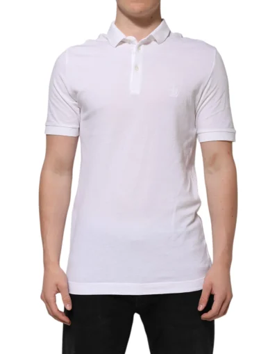 White Collared Men Short Sleeve Crown T-shirt