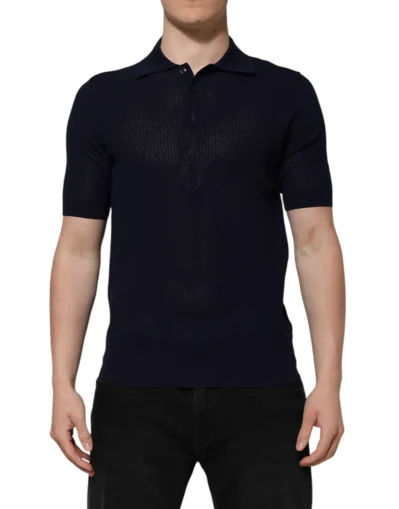 Dark Blue Short Sleeve Collared Polo T-shirt