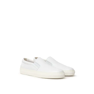 White Leather Flat