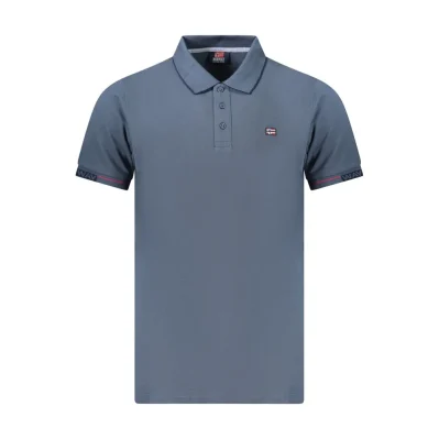 Blue Cotton Men Polo Shirt