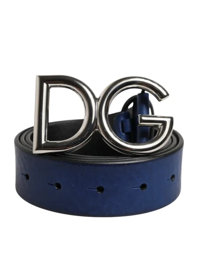 Blue Classic Silver Metal DG Logo Buckle Belt