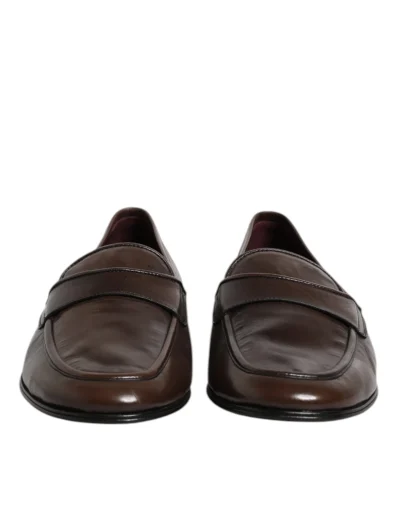 Brown Leather Dress Formal Slip On Shoes