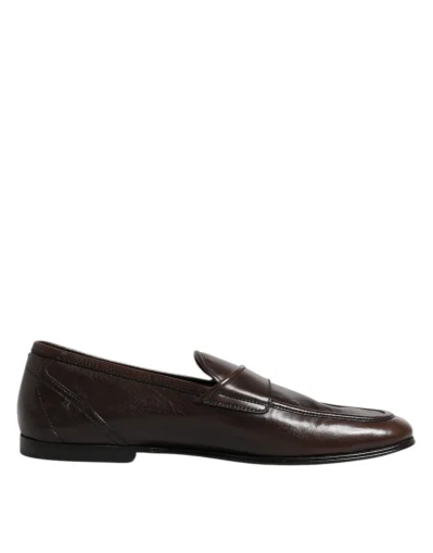 Brown Leather Dress Formal Slip On Shoes