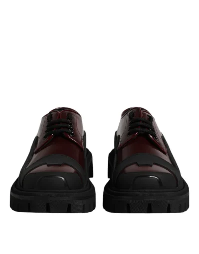 Red Leather Lace Up Trekking Dress Shoes