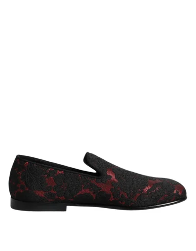 Red Black Jacquard Slip On Men Loafers Shoes