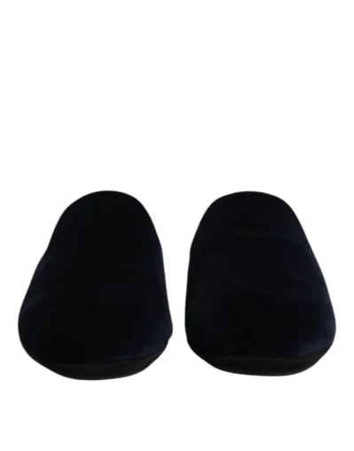 Black Viscose Velvet Slides Flat Slipper Shoes