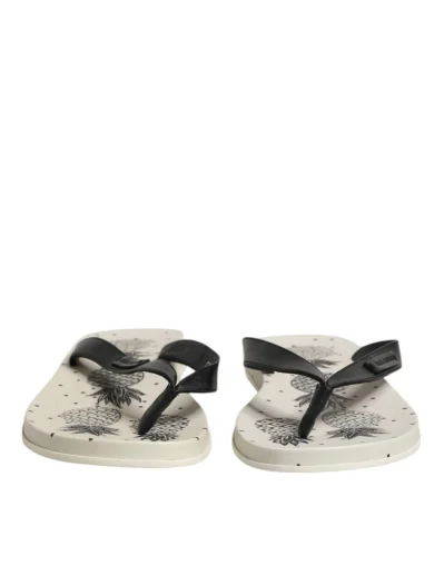White Pineapple Print Slides Beachwear Shoes