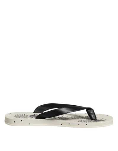 White Pineapple Print Slides Beachwear Shoes