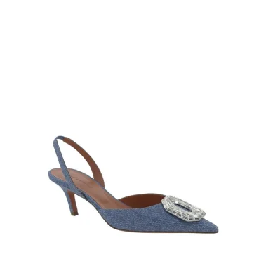 Camelia Sling 60 Printed Denim Pumps