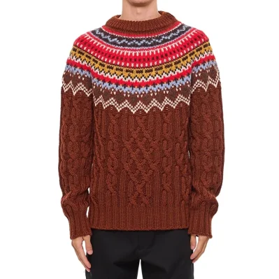 Fair Isle Intarsia Cable-knit Wool Jumper