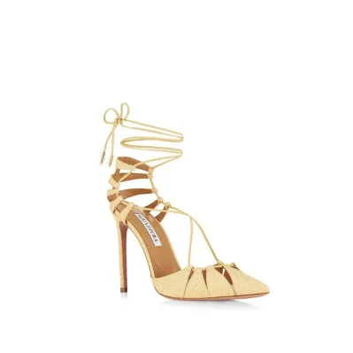 Aquazzurra Bellissima Woven Raffia Stiletto Sandals