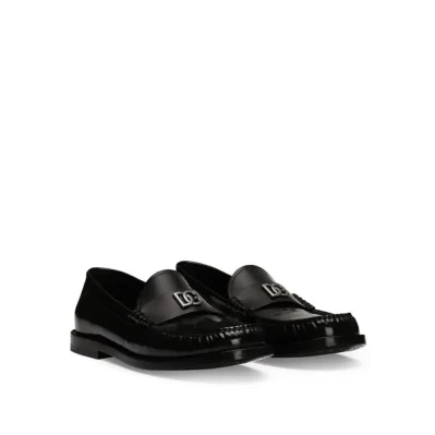 Leather Logo Loafers