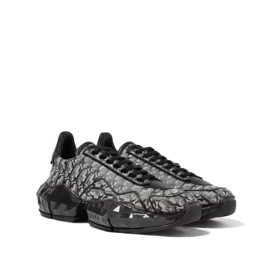 Diamond JC Monogram Glitter Leather Sneakers