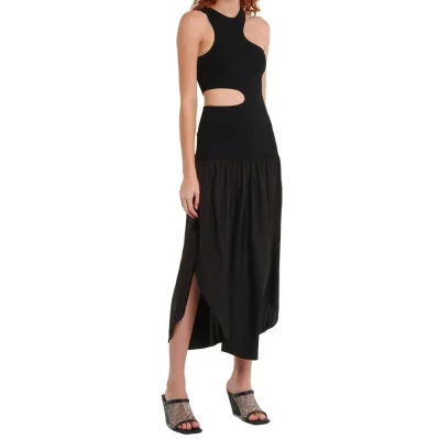 Silk Cut-Out Maxi Dress
