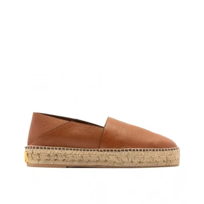 Logo-Plaque Leather Espadrilles