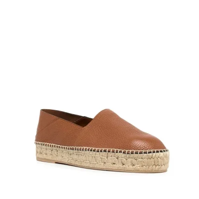 Logo-Plaque Leather Espadrilles