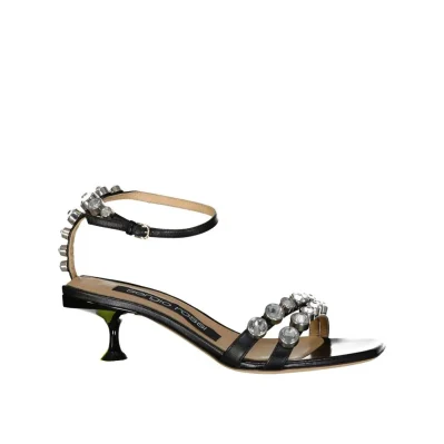 Leather Crystal Sandals