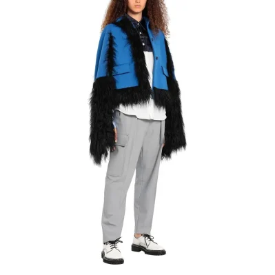 Faux Fur Trimmed Cape Jacket
